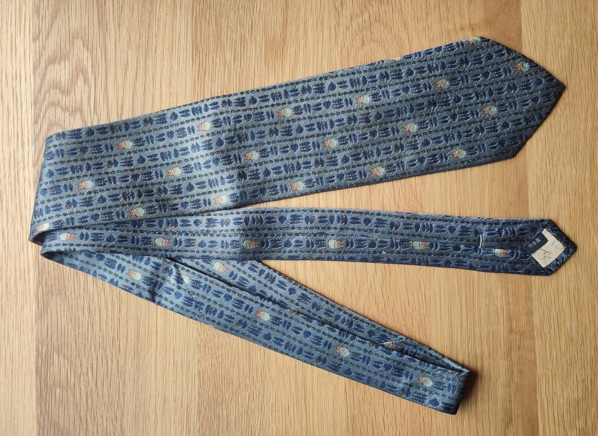 Vintage* Official Ghibli Totoro Necktie • My Neighbor Totoro Neckwear/Ascot/Cravat/Accent Clothes • Blue Silk Neck Tie - Kamaji Market