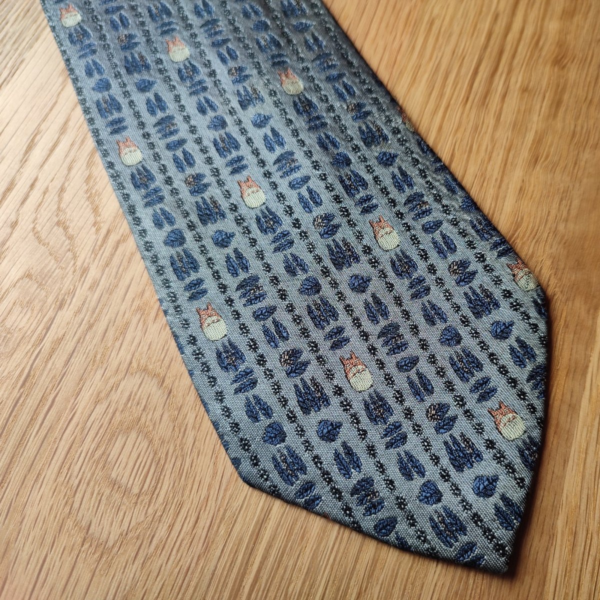 Vintage* Official Ghibli Totoro Necktie • My Neighbor Totoro Neckwear/Ascot/Cravat/Accent Clothes • Blue Silk Neck Tie - Kamaji Market