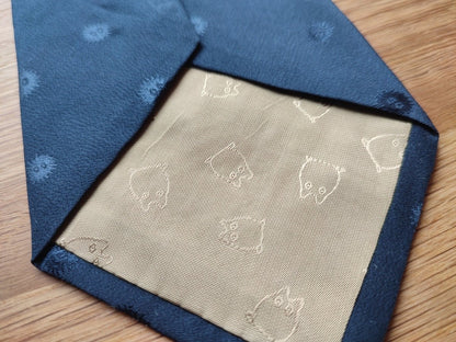Vintage* Official Ghibli Totoro Necktie • My Neighbor Totoro Neckwear/Ascot/Cravat/Accent Clothes • Blue Silk Neck Tie - Kamaji Market