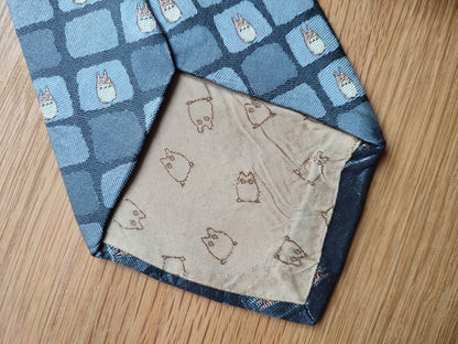 Vintage* Official Ghibli Totoro Necktie • My Neighbor Totoro Neckwear/Ascot/Cravat/Accent Clothes • Blue Silk Neck Tie - Kamaji Market