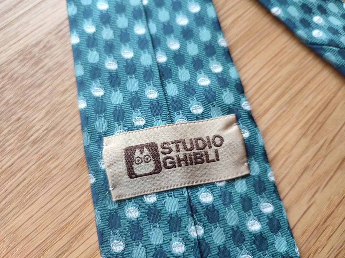 Vintage* Official Ghibli Totoro Necktie • My Neighbor Totoro Neckwear/Ascot/Cravat/Accent Clothes • Blue Silk Neck Tie - Kamaji Market