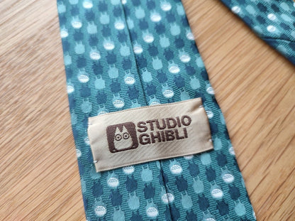 Vintage* Official Ghibli Totoro Necktie • My Neighbor Totoro Neckwear/Ascot/Cravat/Accent Clothes • Blue Silk Neck Tie - Kamaji Market