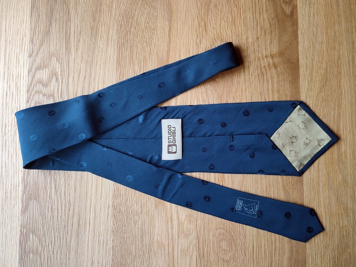 Vintage* Official Ghibli Totoro Necktie • My Neighbor Totoro Neckwear/Ascot/Cravat/Accent Clothes • Blue Silk Neck Tie - Kamaji Market