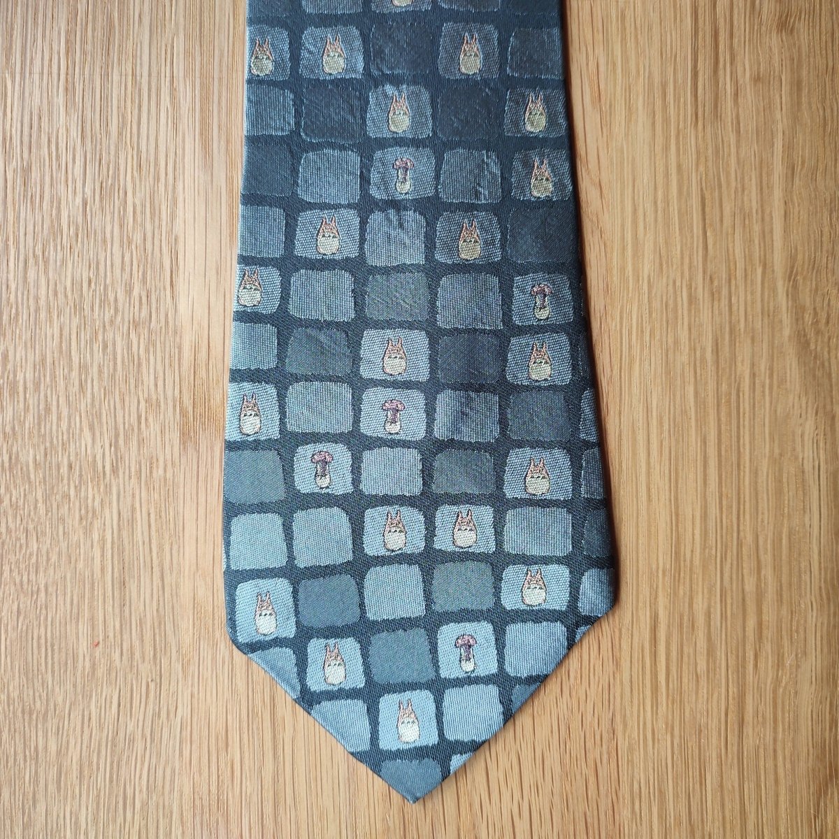 Vintage* Official Ghibli Totoro Necktie • My Neighbor Totoro Neckwear/Ascot/Cravat/Accent Clothes • Blue Silk Neck Tie - Kamaji Market
