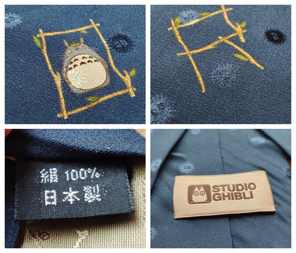 Vintage* Official Ghibli Totoro Necktie • My Neighbor Totoro Neckwear/Ascot/Cravat/Accent Clothes • Blue Silk Neck Tie - Kamaji Market