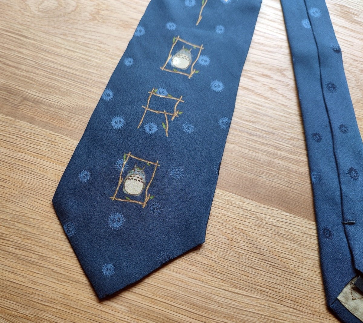 Vintage* Official Ghibli Totoro Necktie • My Neighbor Totoro Neckwear/Ascot/Cravat/Accent Clothes • Blue Silk Neck Tie - Kamaji Market