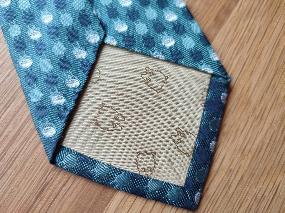 Vintage* Official Ghibli Totoro Necktie • My Neighbor Totoro Neckwear/Ascot/Cravat/Accent Clothes • Blue Silk Neck Tie - Kamaji Market