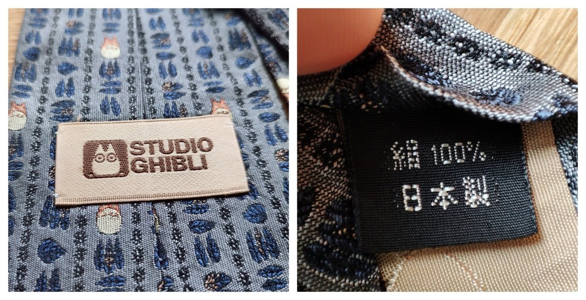 Vintage* Official Ghibli Totoro Necktie • My Neighbor Totoro Neckwear/Ascot/Cravat/Accent Clothes • Blue Silk Neck Tie - Kamaji Market