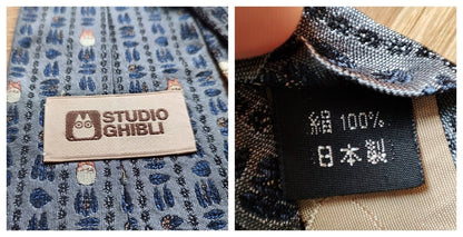 Vintage* Official Ghibli Totoro Necktie • My Neighbor Totoro Neckwear/Ascot/Cravat/Accent Clothes • Blue Silk Neck Tie - Kamaji Market