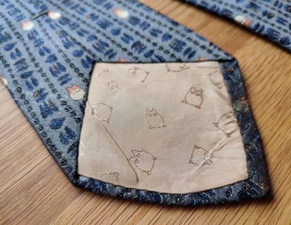 Vintage* Official Ghibli Totoro Necktie • My Neighbor Totoro Neckwear/Ascot/Cravat/Accent Clothes • Blue Silk Neck Tie - Kamaji Market
