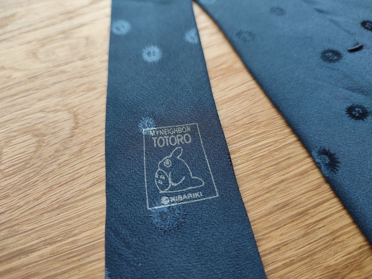 Vintage* Official Ghibli Totoro Necktie • My Neighbor Totoro Neckwear/Ascot/Cravat/Accent Clothes • Blue Silk Neck Tie - Kamaji Market