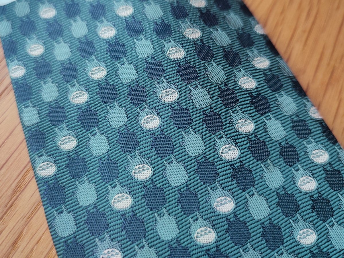 Vintage* Official Ghibli Totoro Necktie • My Neighbor Totoro Neckwear/Ascot/Cravat/Accent Clothes • Blue Silk Neck Tie - Kamaji Market