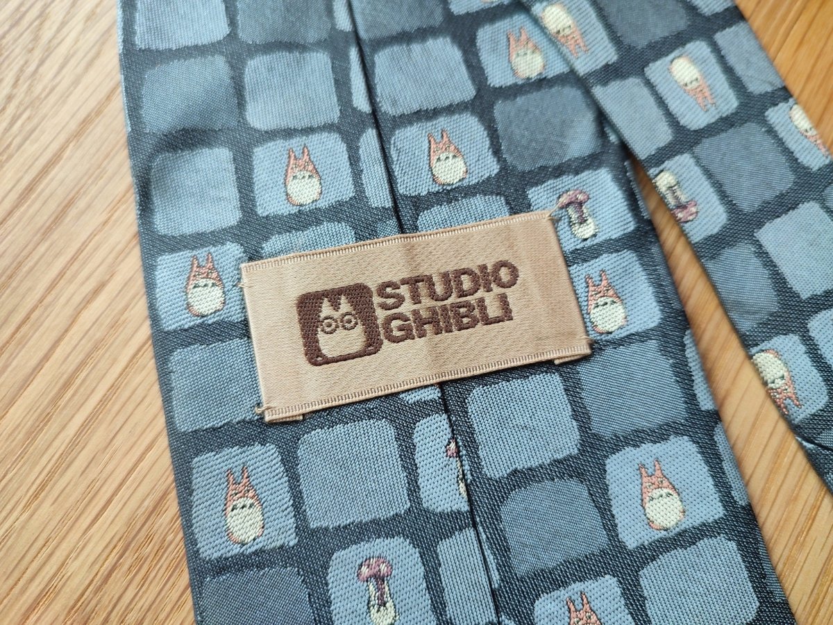 Vintage* Official Ghibli Totoro Necktie • My Neighbor Totoro Neckwear/Ascot/Cravat/Accent Clothes • Blue Silk Neck Tie - Kamaji Market