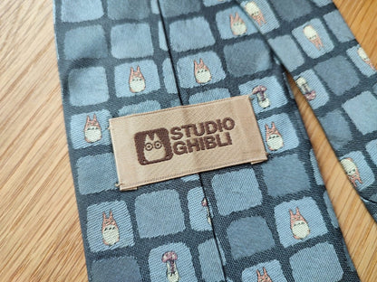 Vintage* Official Ghibli Totoro Necktie • My Neighbor Totoro Neckwear/Ascot/Cravat/Accent Clothes • Blue Silk Neck Tie - Kamaji Market