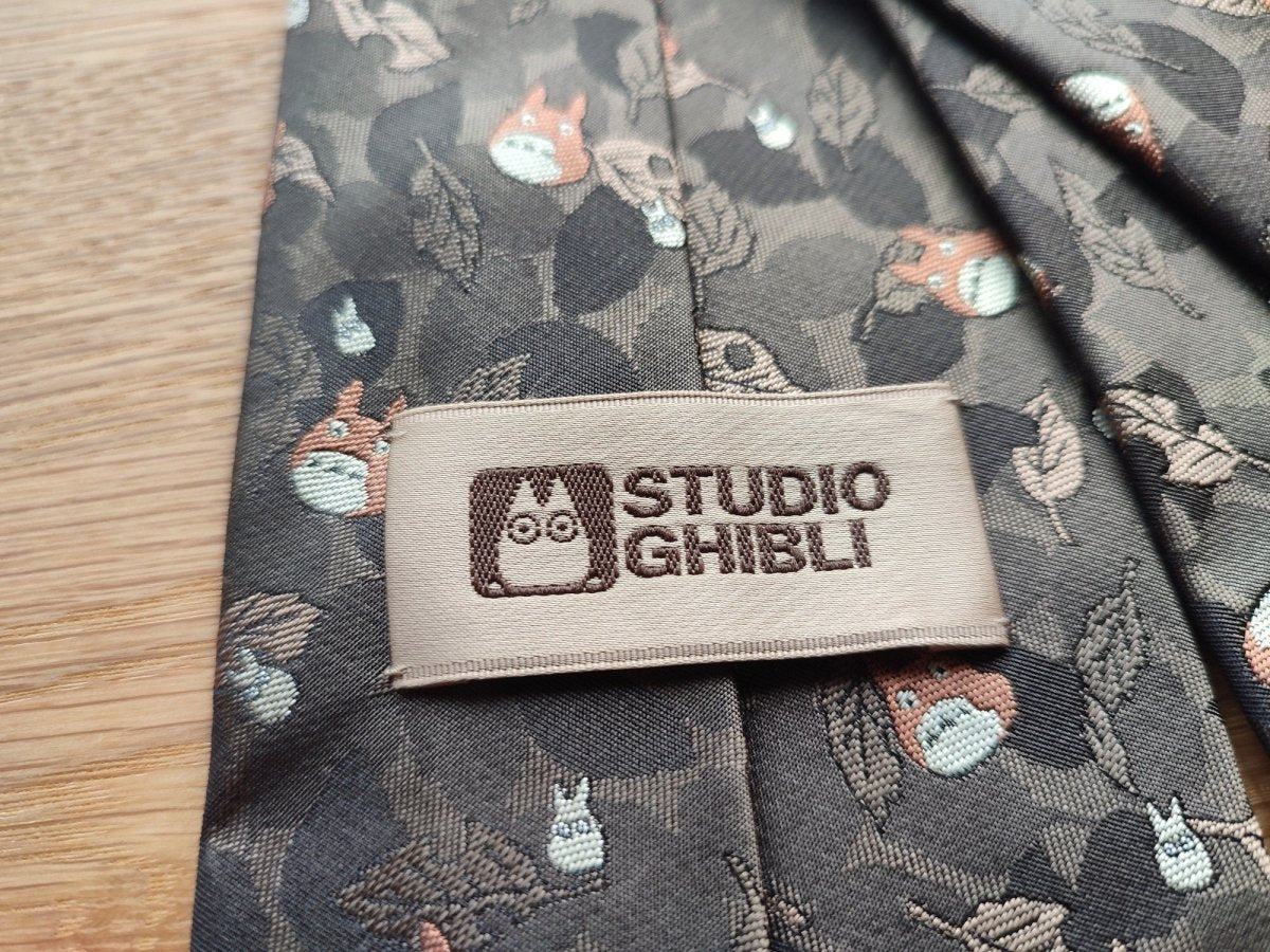 Vintage* Official Ghibli Totoro Necktie • My Neighbor Totoro Neckwear/Ascot/Cravat/Accent Clothes • Brown Silk Neck Tie - Kamaji Market