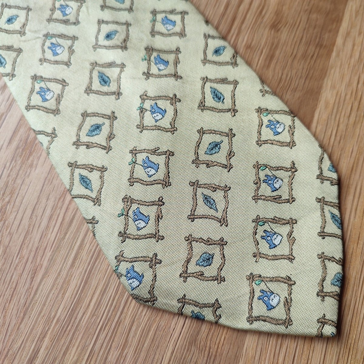 Vintage* Official Ghibli Totoro Necktie • My Neighbor Totoro Neckwear/Ascot/Cravat/Accent Clothes • Gold Silk Neck Tie - Kamaji Market