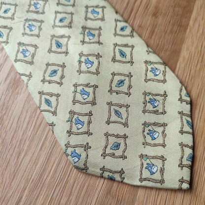 Vintage* Official Ghibli Totoro Necktie • My Neighbor Totoro Neckwear/Ascot/Cravat/Accent Clothes • Gold Silk Neck Tie - Kamaji Market