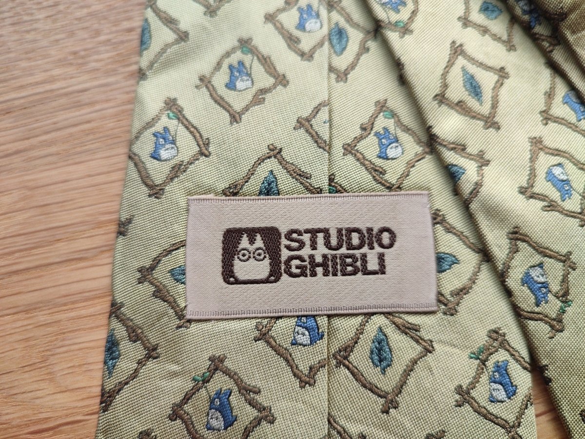 Vintage* Official Ghibli Totoro Necktie • My Neighbor Totoro Neckwear/Ascot/Cravat/Accent Clothes • Gold Silk Neck Tie - Kamaji Market