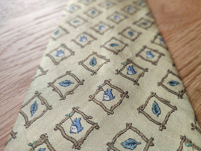 Vintage* Official Ghibli Totoro Necktie • My Neighbor Totoro Neckwear/Ascot/Cravat/Accent Clothes • Gold Silk Neck Tie - Kamaji Market