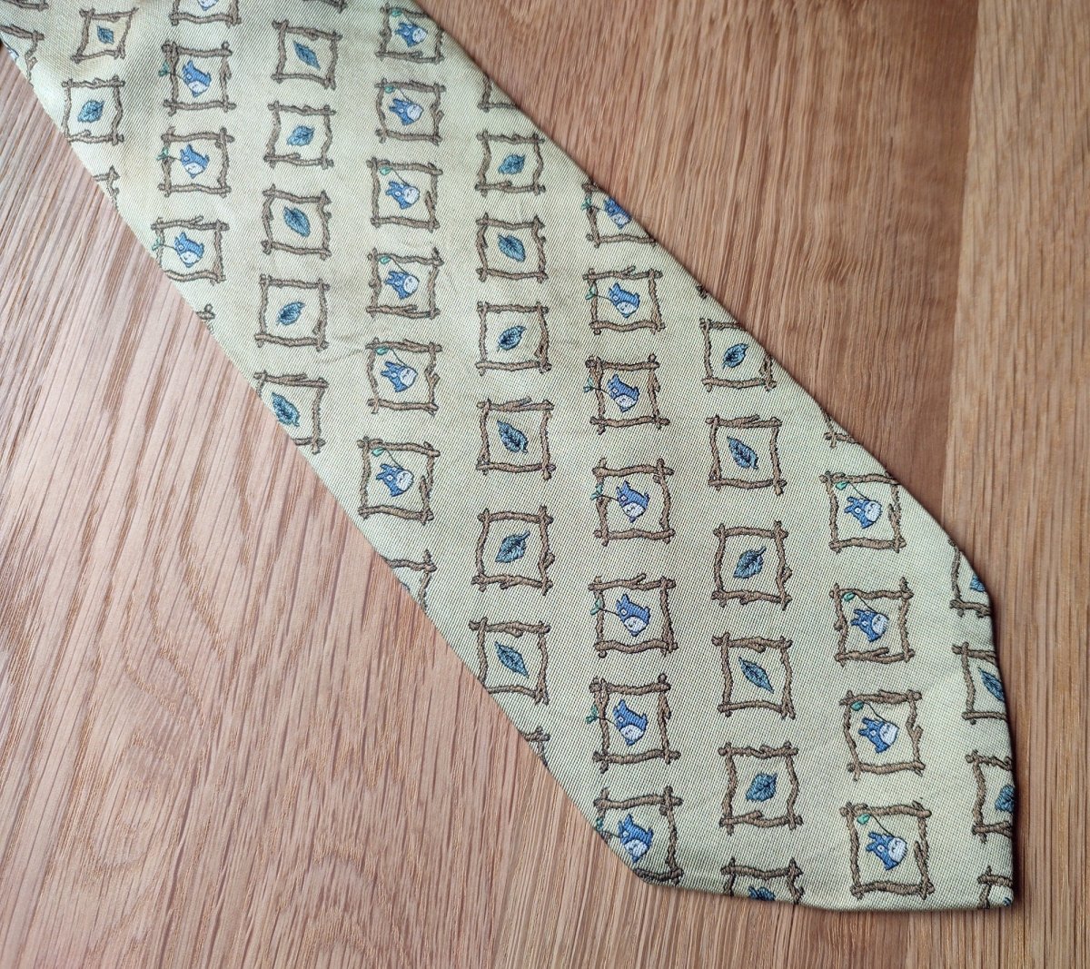 Vintage* Official Ghibli Totoro Necktie • My Neighbor Totoro Neckwear/Ascot/Cravat/Accent Clothes • Gold Silk Neck Tie - Kamaji Market