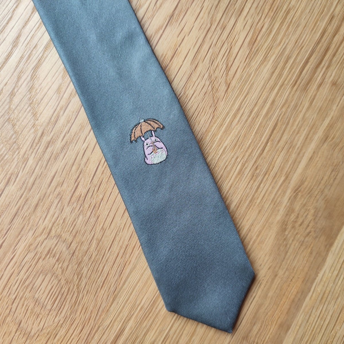 Vintage* Official Ghibli Totoro Necktie • My Neighbor Totoro Neckwear/Ascot/Cravat/Accent Clothes • Gray Neck Tie - Kamaji Market