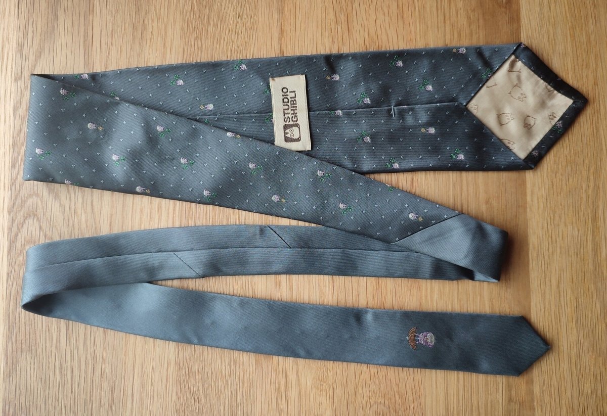 Vintage* Official Ghibli Totoro Necktie • My Neighbor Totoro Neckwear/Ascot/Cravat/Accent Clothes • Gray Neck Tie - Kamaji Market