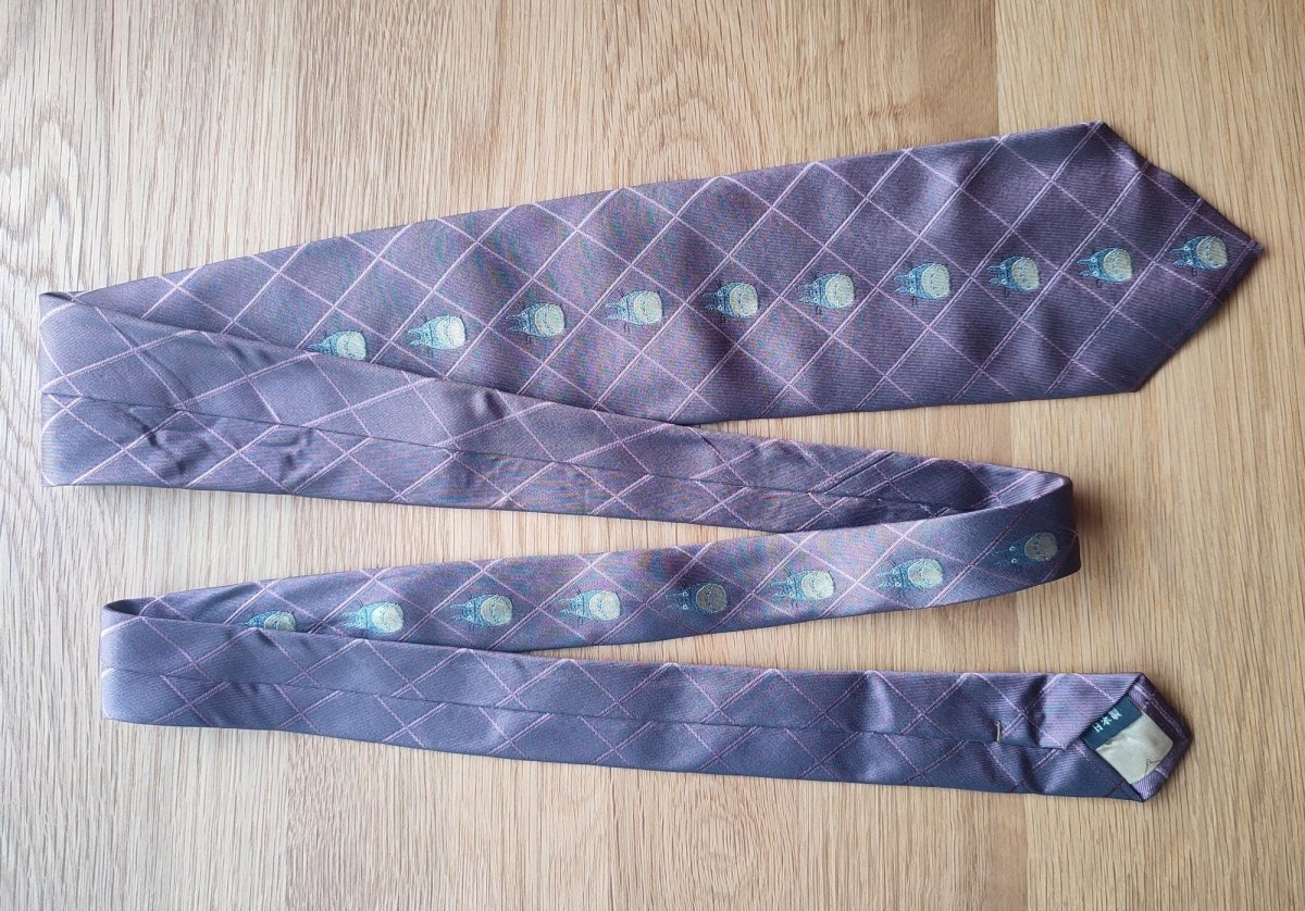 Vintage* Official Ghibli Totoro Necktie • My Neighbor Totoro Neckwear/Ascot/Cravat/Accent Clothes • Purple Silk Tie - Kamaji Market