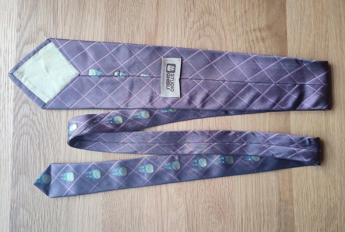 Vintage* Official Ghibli Totoro Necktie • My Neighbor Totoro Neckwear/Ascot/Cravat/Accent Clothes • Purple Silk Tie - Kamaji Market