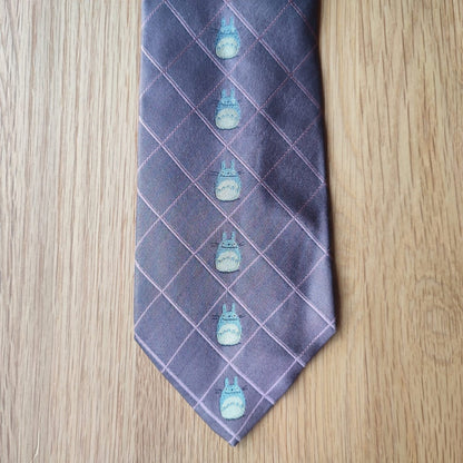 Vintage* Official Ghibli Totoro Necktie • My Neighbor Totoro Neckwear/Ascot/Cravat/Accent Clothes • Purple Silk Tie - Kamaji Market