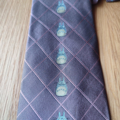 Vintage* Official Ghibli Totoro Necktie • My Neighbor Totoro Neckwear/Ascot/Cravat/Accent Clothes • Purple Silk Tie - Kamaji Market