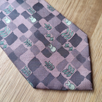 Vintage* Official Ghibli Totoro Necktie • My Neighbor Totoro Neckwear/Ascot/Cravat/Accent Clothes • Red Silk Neck Tie - Kamaji Market