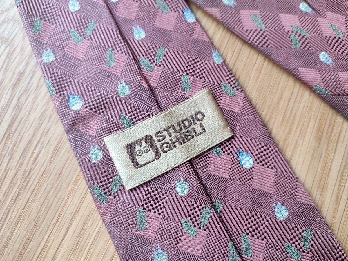 Vintage* Official Ghibli Totoro Necktie • My Neighbor Totoro Neckwear/Ascot/Cravat/Accent Clothes • Red Silk Neck Tie - Kamaji Market