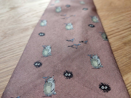 Vintage* Official Ghibli Totoro Necktie • My Neighbor Totoro Neckwear/Ascot/Cravat/Accent Clothes • Red Silk Neck Tie - Kamaji Market