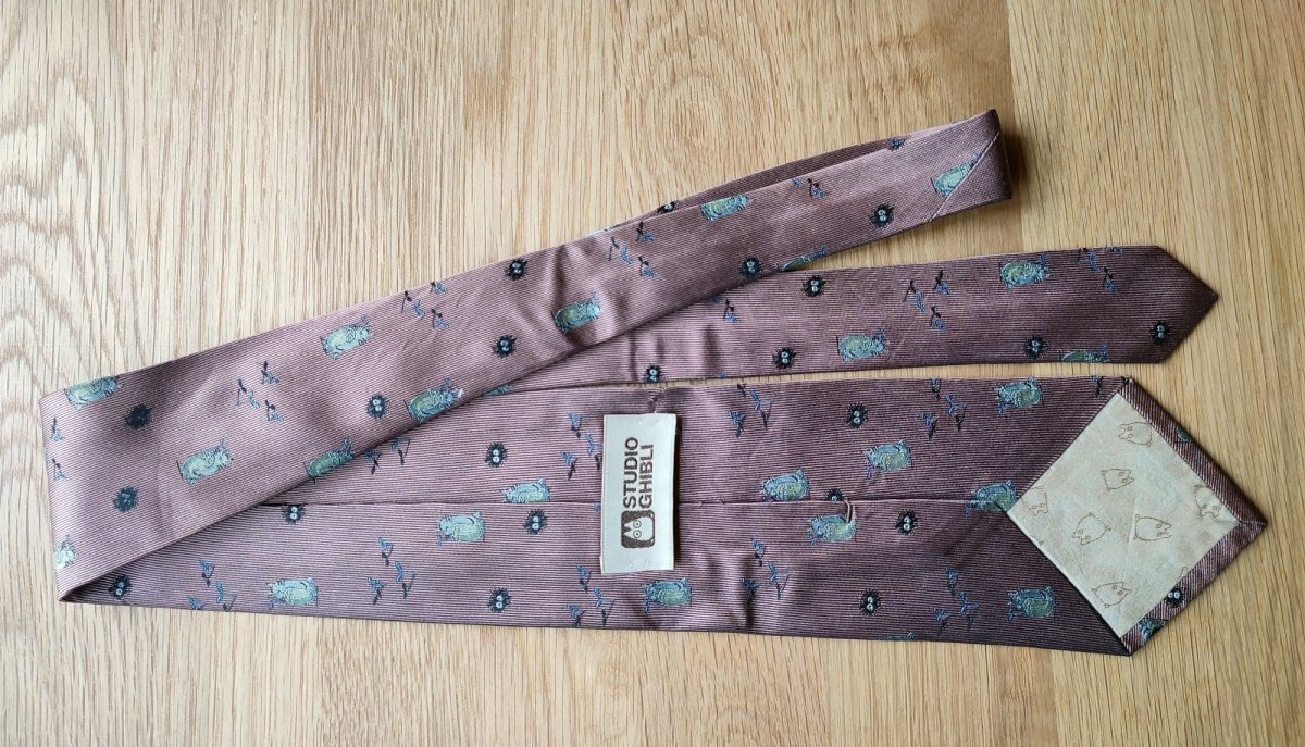 Vintage* Official Ghibli Totoro Necktie • My Neighbor Totoro Neckwear/Ascot/Cravat/Accent Clothes • Red Silk Neck Tie - Kamaji Market