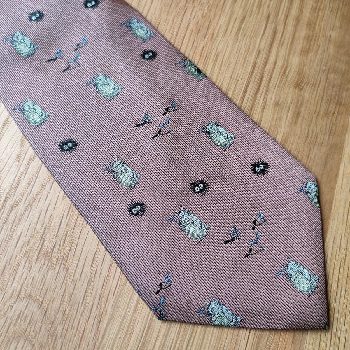 Vintage* Official Ghibli Totoro Necktie • My Neighbor Totoro Neckwear/Ascot/Cravat/Accent Clothes • Red Silk Neck Tie - Kamaji Market