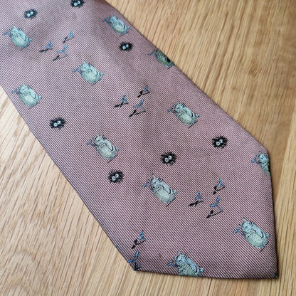 Vintage* Official Ghibli Totoro Necktie • My Neighbor Totoro Neckwear/Ascot/Cravat/Accent Clothes • Red Silk Neck Tie - Kamaji Market