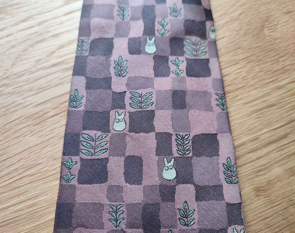 Vintage* Official Ghibli Totoro Necktie • My Neighbor Totoro Neckwear/Ascot/Cravat/Accent Clothes • Red Silk Neck Tie - Kamaji Market