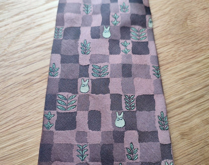 Vintage* Official Ghibli Totoro Necktie • My Neighbor Totoro Neckwear/Ascot/Cravat/Accent Clothes • Red Silk Neck Tie - Kamaji Market