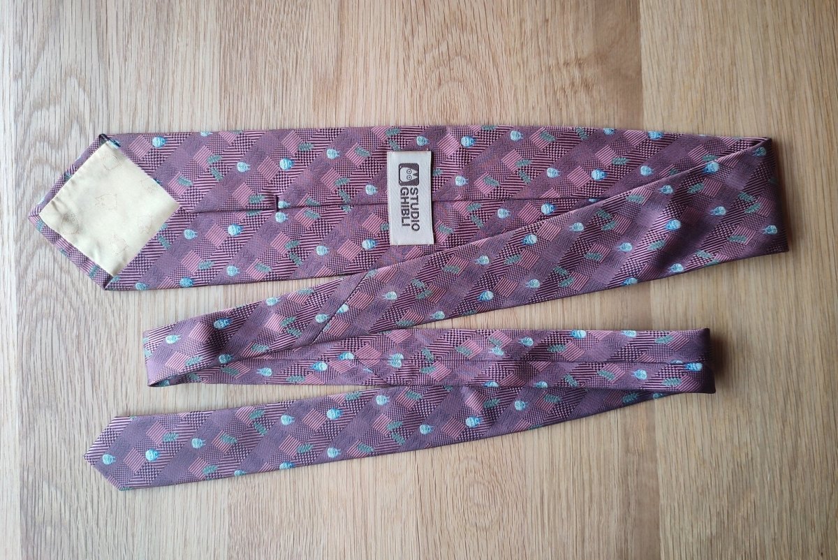 Vintage* Official Ghibli Totoro Necktie • My Neighbor Totoro Neckwear/Ascot/Cravat/Accent Clothes • Red Silk Neck Tie - Kamaji Market