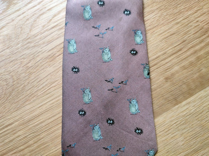Vintage* Official Ghibli Totoro Necktie • My Neighbor Totoro Neckwear/Ascot/Cravat/Accent Clothes • Red Silk Neck Tie - Kamaji Market