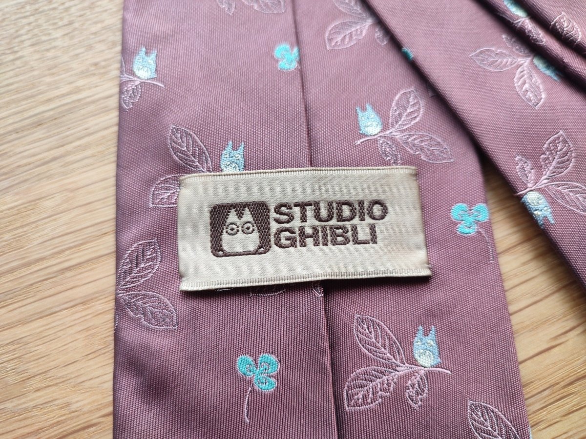 Vintage* Official Ghibli Totoro Necktie • My Neighbor Totoro Neckwear/Ascot/Cravat/Accent Clothes • Red Silk Neck Tie - Kamaji Market