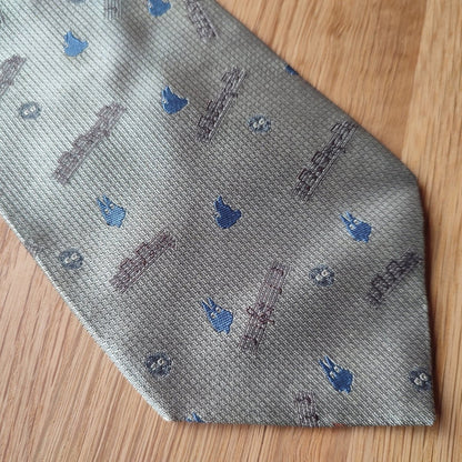 Vintage* Official Ghibli Totoro Necktie • My Neighbor Totoro Neckwear/Ascot/Cravat/Accent Clothes • Silver Neck Tie - Kamaji Market