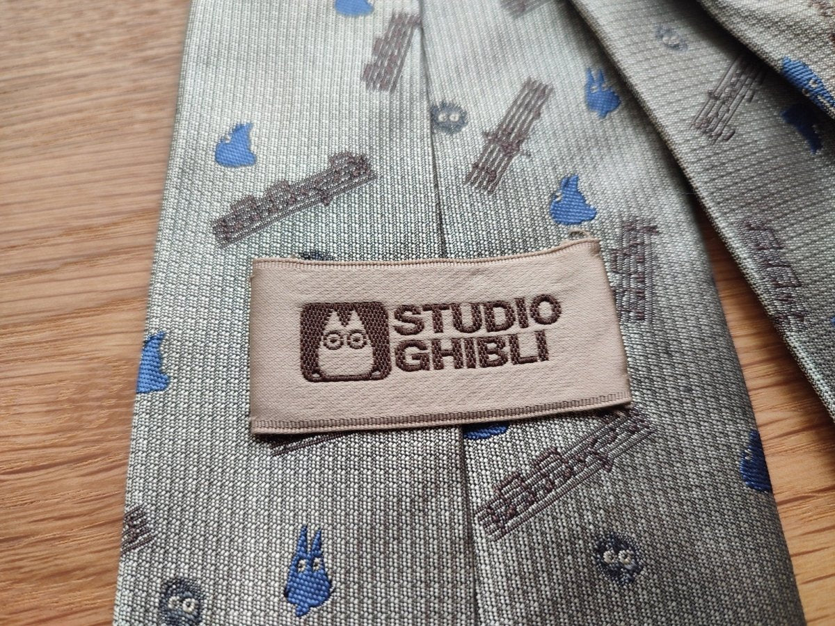 Vintage* Official Ghibli Totoro Necktie • My Neighbor Totoro Neckwear/Ascot/Cravat/Accent Clothes • Silver Neck Tie - Kamaji Market