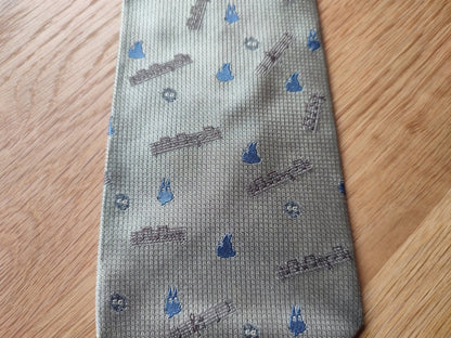 Vintage* Official Ghibli Totoro Necktie • My Neighbor Totoro Neckwear/Ascot/Cravat/Accent Clothes • Silver Neck Tie - Kamaji Market