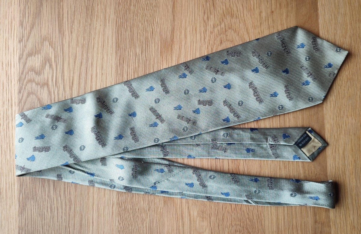 Vintage* Official Ghibli Totoro Necktie • My Neighbor Totoro Neckwear/Ascot/Cravat/Accent Clothes • Silver Neck Tie - Kamaji Market