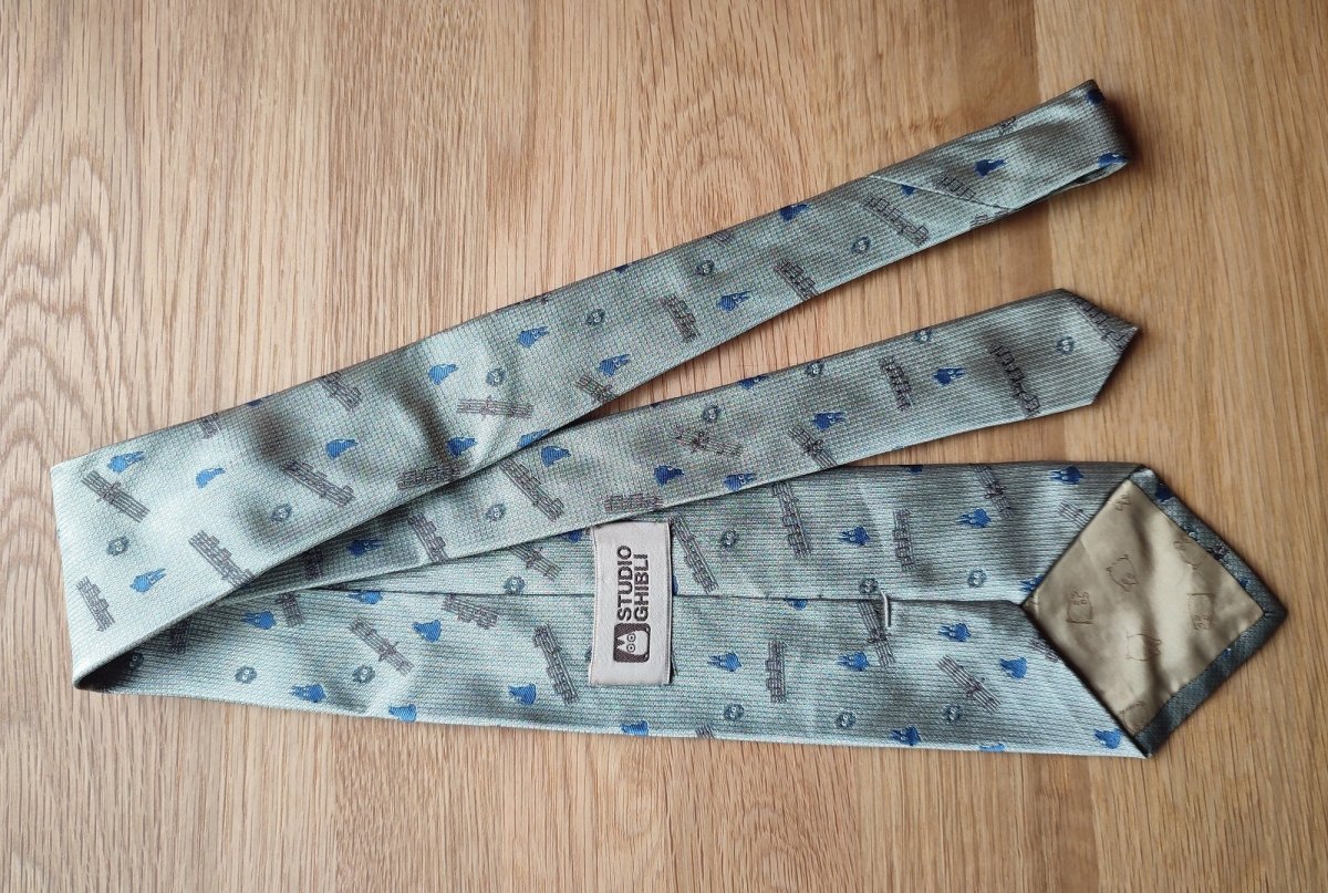 Vintage* Official Ghibli Totoro Necktie • My Neighbor Totoro Neckwear/Ascot/Cravat/Accent Clothes • Silver Neck Tie - Kamaji Market