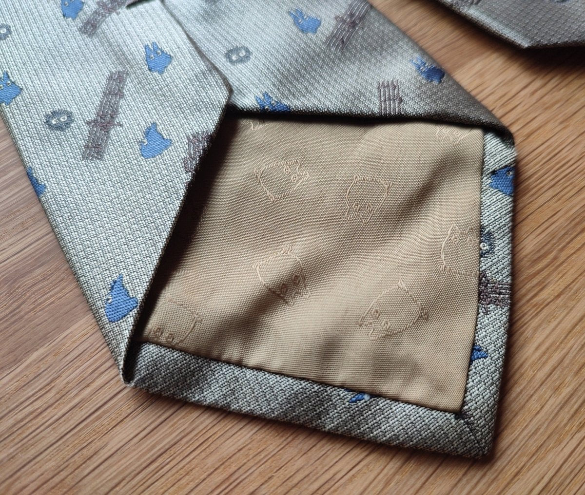 Vintage* Official Ghibli Totoro Necktie • My Neighbor Totoro Neckwear/Ascot/Cravat/Accent Clothes • Silver Neck Tie - Kamaji Market