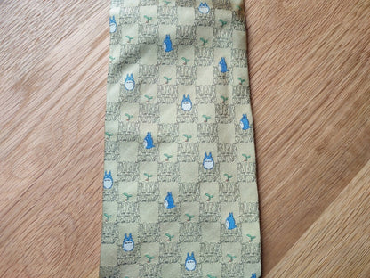 Vintage* Official Ghibli Totoro Necktie • My Neighbor Totoro Neckwear/Ascot/Cravat/Accent Clothes •Yellow Silk Neck Tie - Kamaji Market