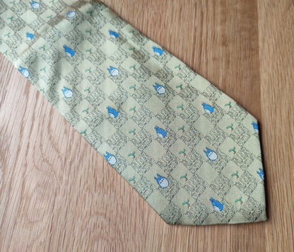 Vintage* Official Ghibli Totoro Necktie • My Neighbor Totoro Neckwear/Ascot/Cravat/Accent Clothes •Yellow Silk Neck Tie - Kamaji Market