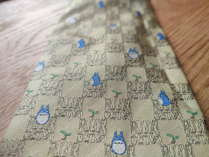 Vintage* Official Ghibli Totoro Necktie • My Neighbor Totoro Neckwear/Ascot/Cravat/Accent Clothes •Yellow Silk Neck Tie - Kamaji Market